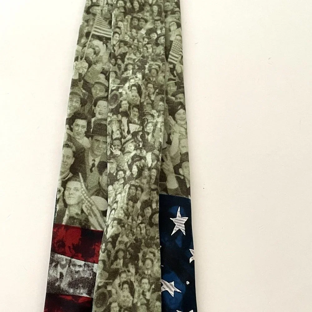 4/$25 Eagles Wings Tie Patriotic Bald Eagle Flag 100% Silk Inspirational Necktie